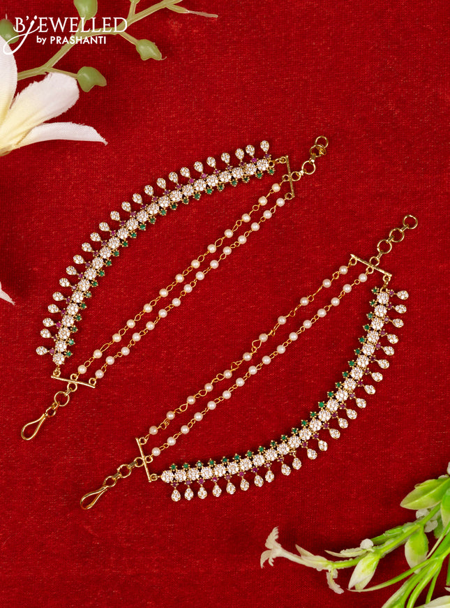 Antique mattal triple layer with kemp and cz stones