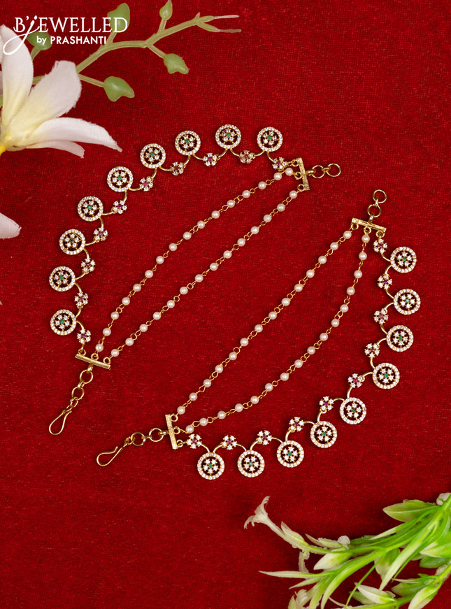 Antique mattal triple layer with kemp and cz stones