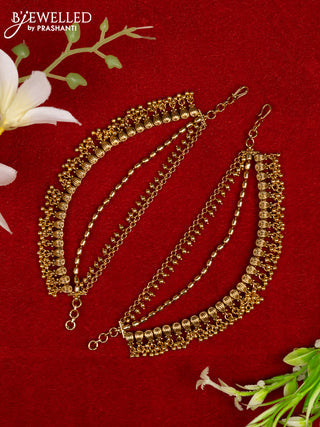 Antique mattal triple layer with golden beads hangings