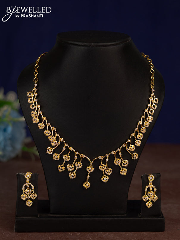 Zircon necklace with cz stones in gold finish