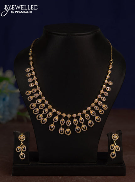 Zircon necklace with cz stones in gold finish