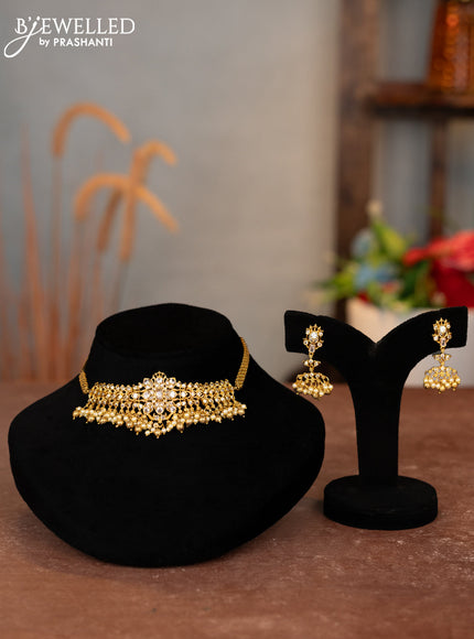 Antique choker with cz stones and pearl hangings