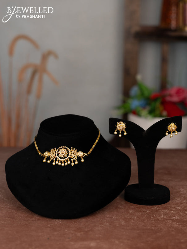 Antique choker with cz stones and pearl hangings