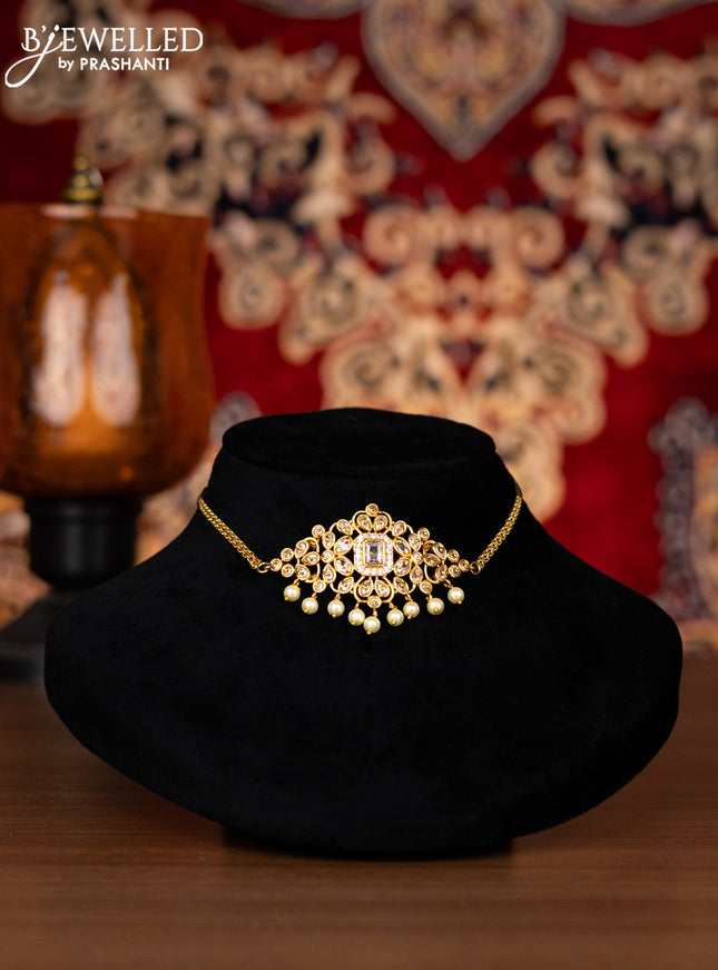 Antique choker with cz stones and pearl hangings