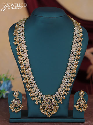 Antique guttapusalu haram with kemp & cz stones and pearl hangings