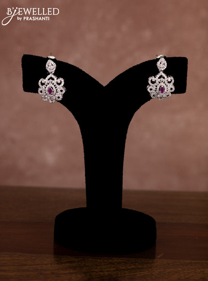 Beaded pink necklace with ruby and cz stones in zircon finish