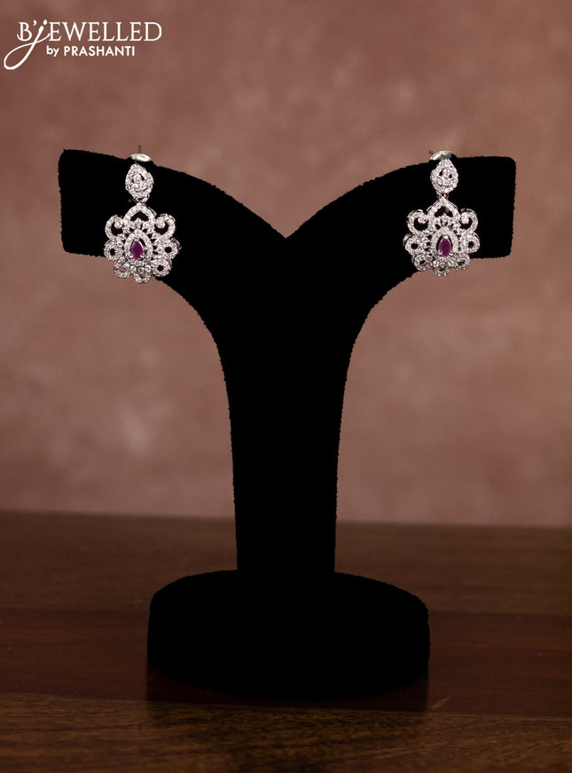 Beaded pink necklace with ruby and cz stones in zircon finish