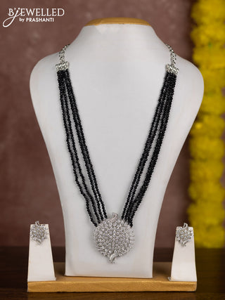 Beaded black necklace with cz stones in zircon finish