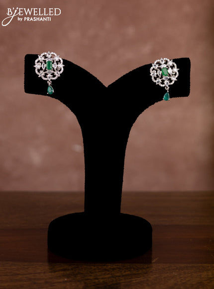 Beaded green necklace with emerald and cz stones in zircon finish