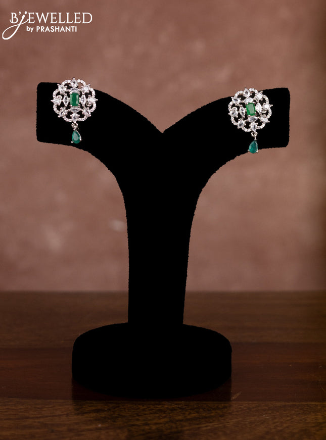 Beaded green necklace with emerald and cz stones in zircon finish