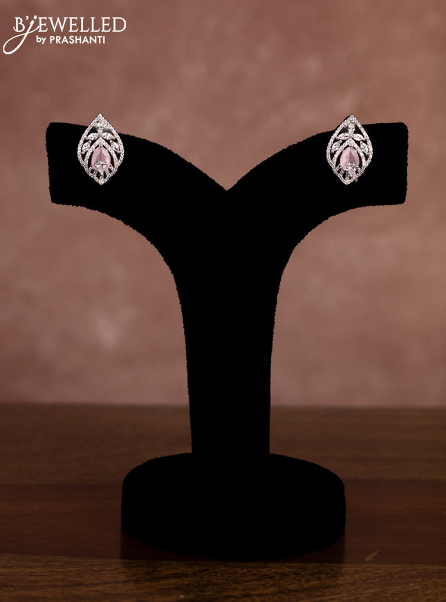 Beaded baby pink choker with cz stones in zircon finish
