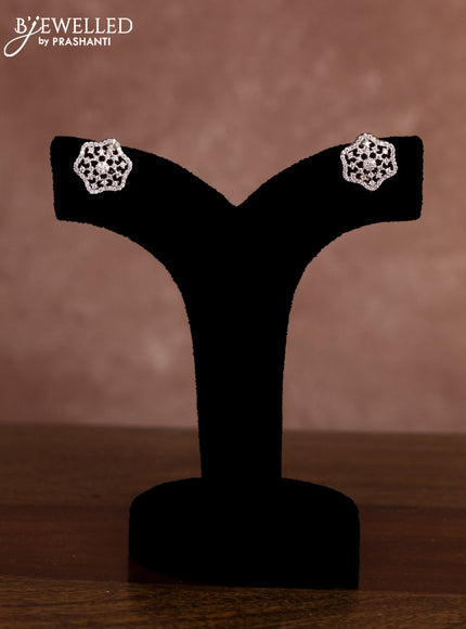 Beaded black necklace with cz stones in zircon finish
