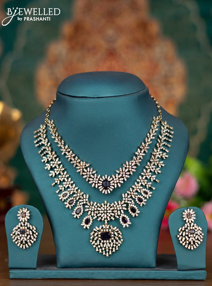 Necklace double layer with violet and cz stones in victorian finish