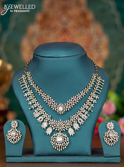 Necklace double layer with cz stones in victorian finish