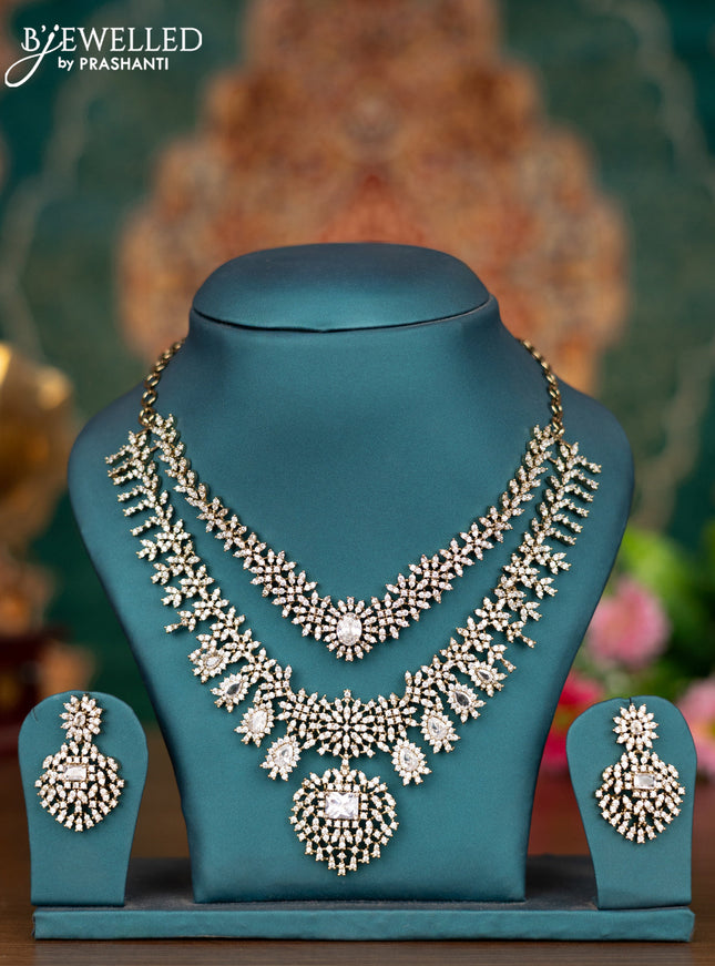 Necklace double layer with cz stones in victorian finish