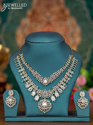 Necklace double layer with cz stones in victorian finish