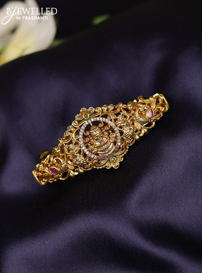 Antique hair clips medium size lakshmi design with kemp and cz stones