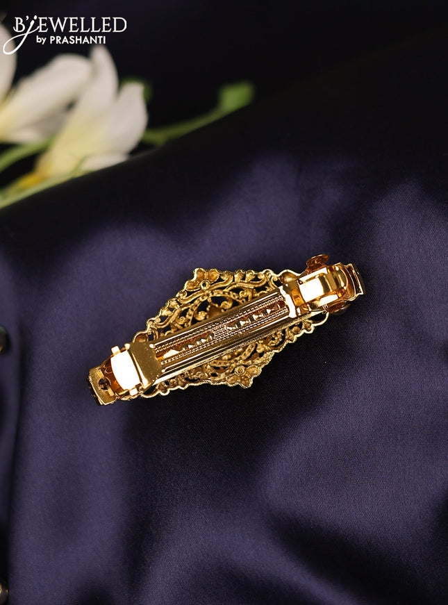 Antique hair clips medium size lakshmi design with kemp and cz stones