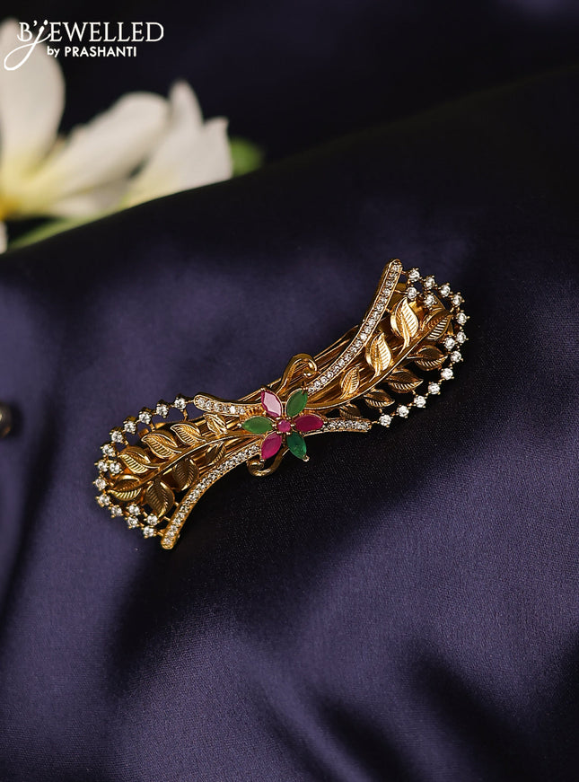 Antique hair clips medium size with kemp and cz stones