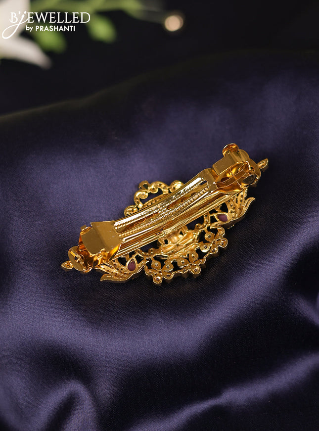 Antique hair clips medium size lakshmi design with kemp and cz stones