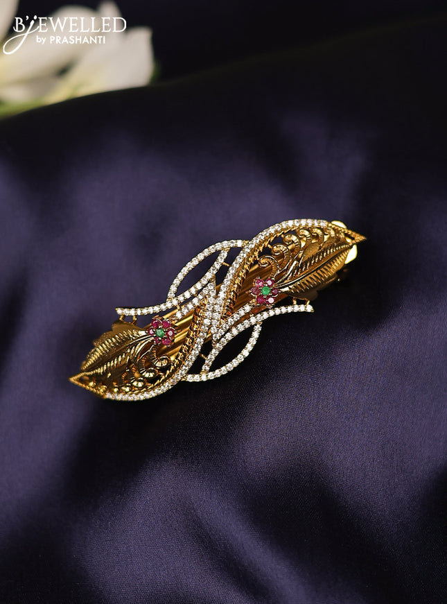 Antique hair clips medium size with kemp and cz stones