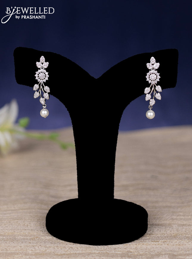 Zircon haram leaf design with cz stones and pearl hanging