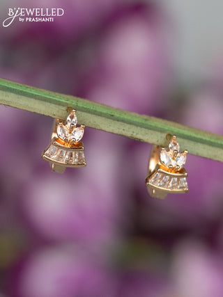 Rose gold hanging type earrings with cz stones