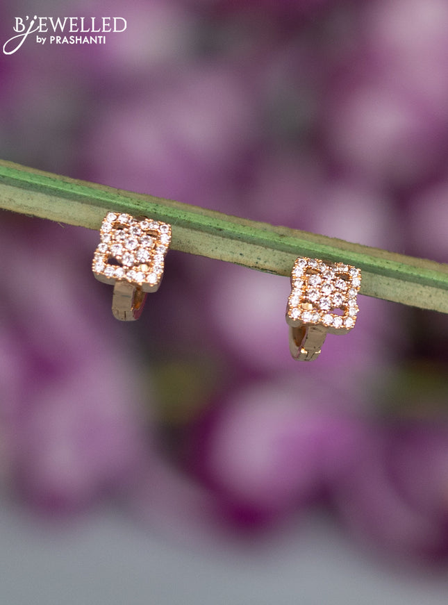 Rose gold hanging type earrings with cz stones