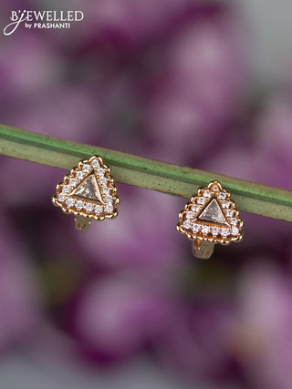 Rose gold hanging type earrings with cz stones
