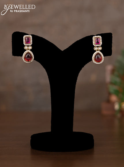 Necklace with ruby and cz & kundan stones in victorian finish