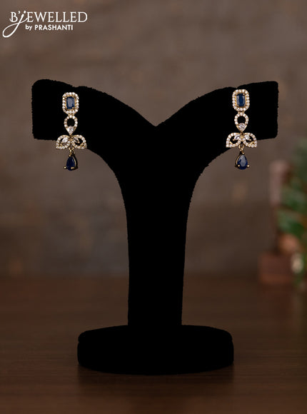 Necklace with sapphire & cz stones and hangings in victorian finish