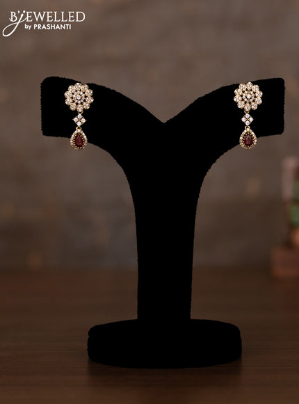 Necklace floral design with ruby and cz stones in victorian finish