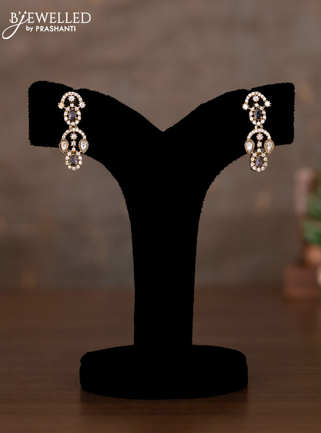 Necklace with violet and cz & kundan stones in victorian finish
