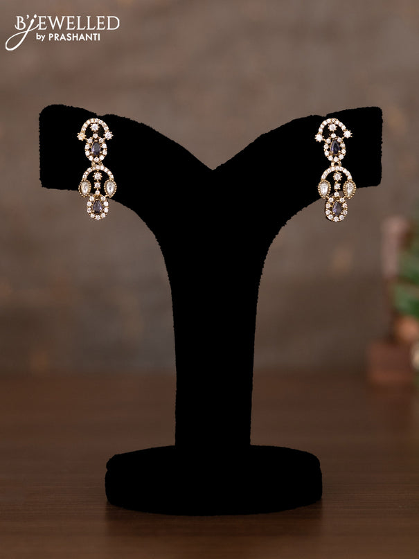 Necklace with violet and cz & kundan stones in victorian finish