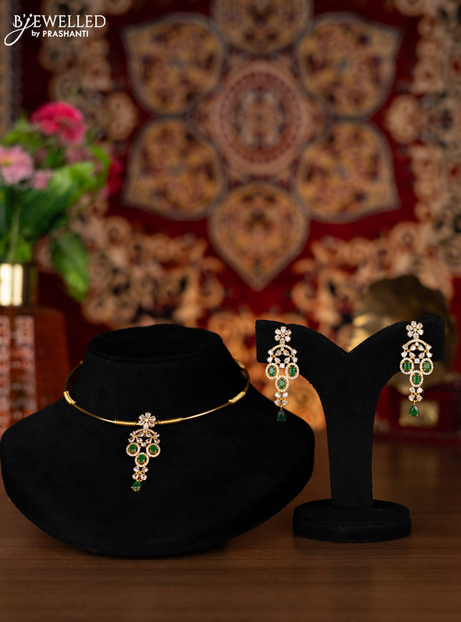 Antique ring type choker with emerald and cz stones