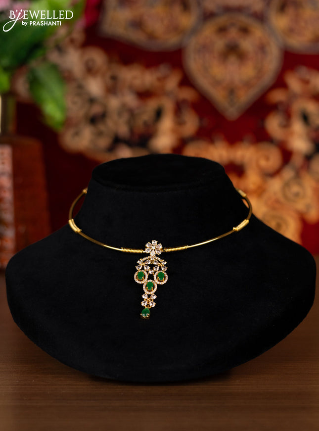 Antique ring type choker with emerald and cz stones