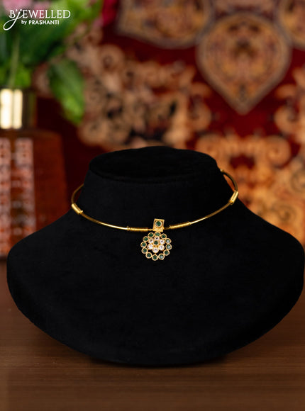 Antique ring type choker with emerald and cz stones