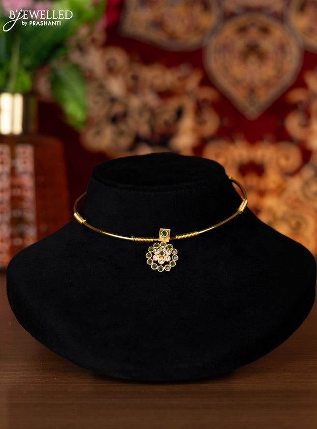 Antique ring type choker with emerald and cz stones