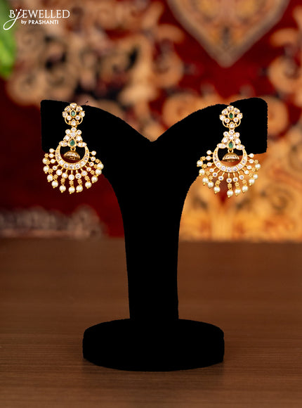 Antique ring type choker with emerald & cz stones and pearl hangings