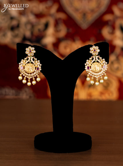 Antique ring type choker ramdarbar design with kemp & cz stones and pearl hangings
