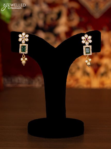 Antique ring type choker floral design with kemp & cz stones and pearl & golden beads hangings