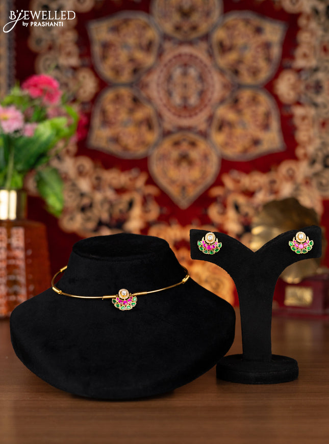 Antique ring type choker with kemp jadau and cz stones
