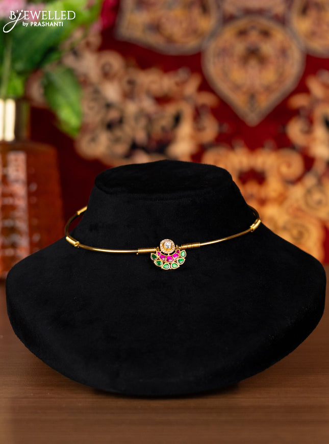 Antique ring type choker with kemp jadau and cz stones