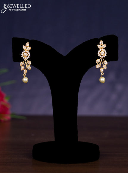Zircon haram with cz stones and pearl hanging in gold finish