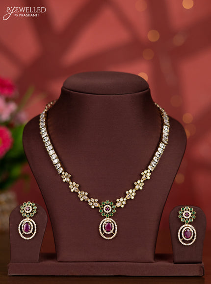 Necklace with kemp and cz stones in victorian finish