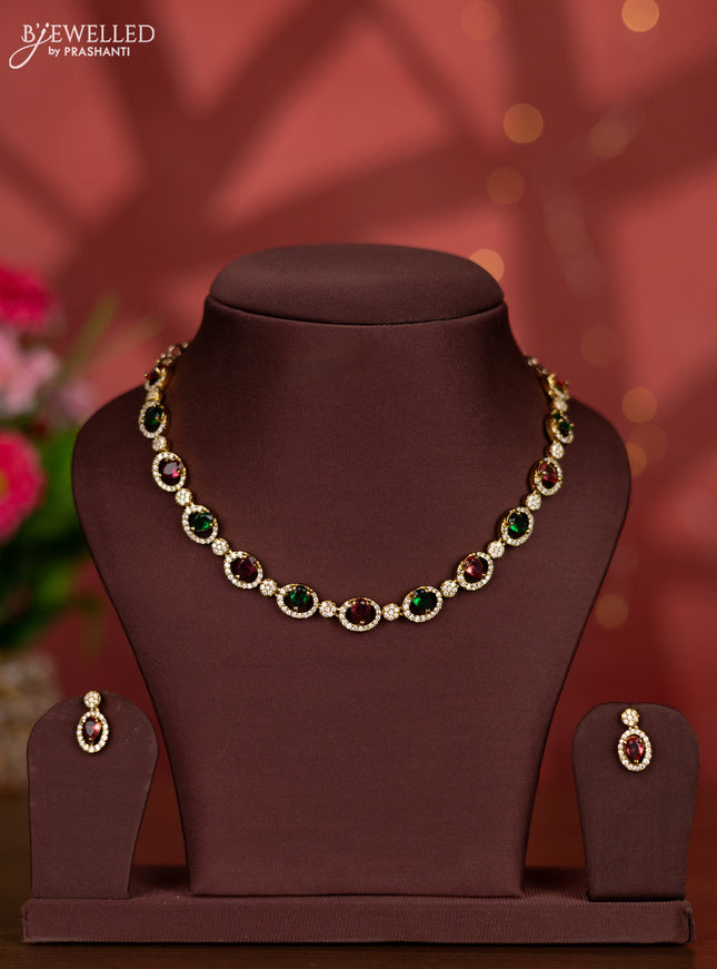 Necklace with kemp and cz stones in victorian finish