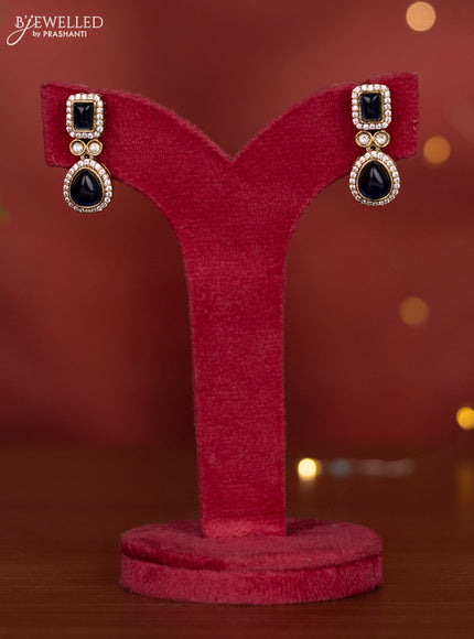 Necklace with sapphire and kundan & cz stones in victorian finish