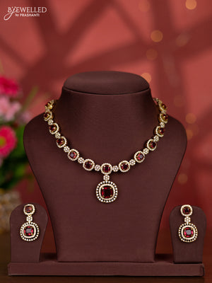 Necklace with ruby and cz stones in victorian finish