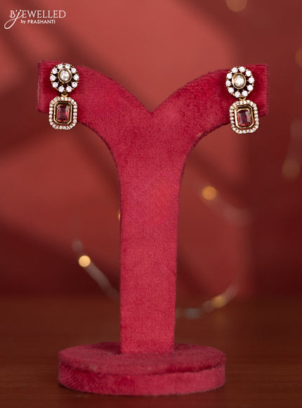 Necklace with ruby and kundan & cz stones in victorian finish