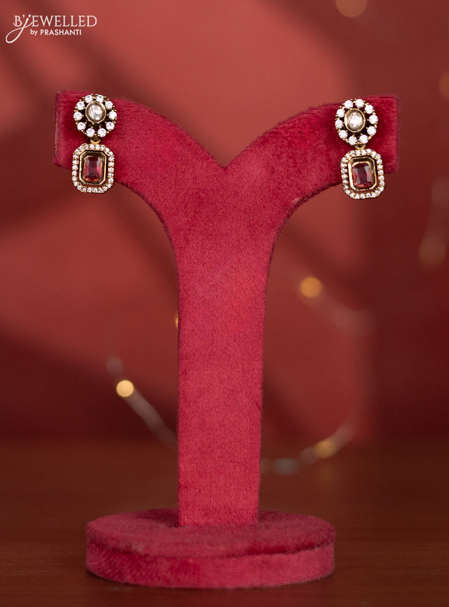 Necklace with ruby and kundan & cz stones in victorian finish